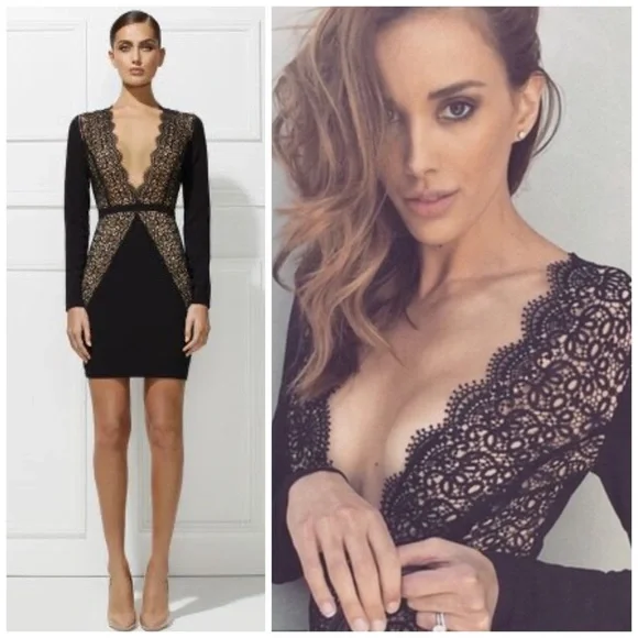 Misha Collection Little Black Dress In Black/Nude - Picture 5 of 16